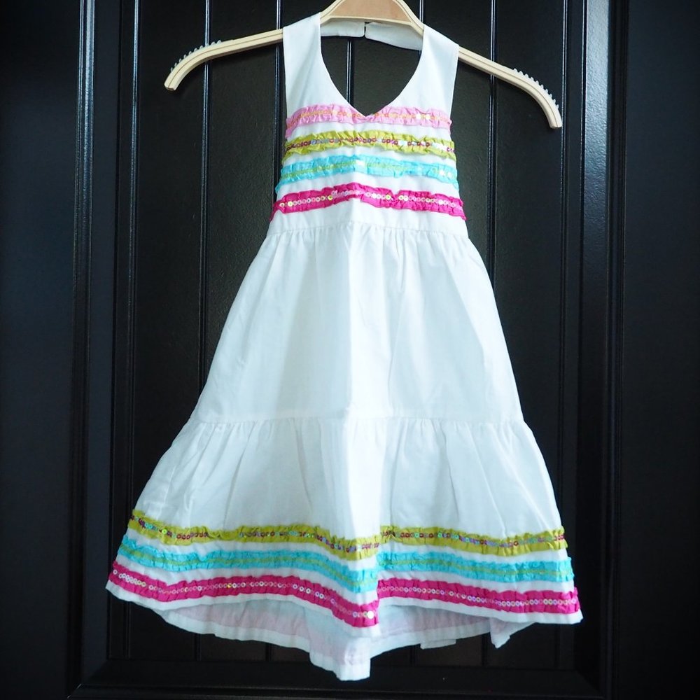 Blueberi Blvd - White Sequin Halter Dress - Girls Size 5